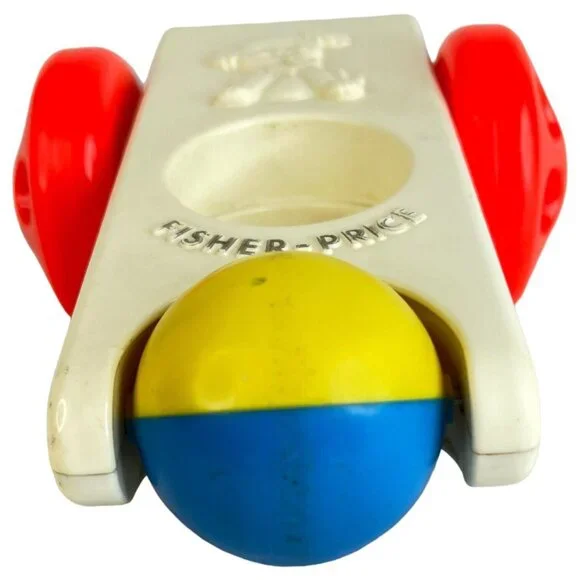 Vintage 1975 Fisher Price Click N Clatter #417 Car & Little Big People Baby Toy - Picture 5 of 11